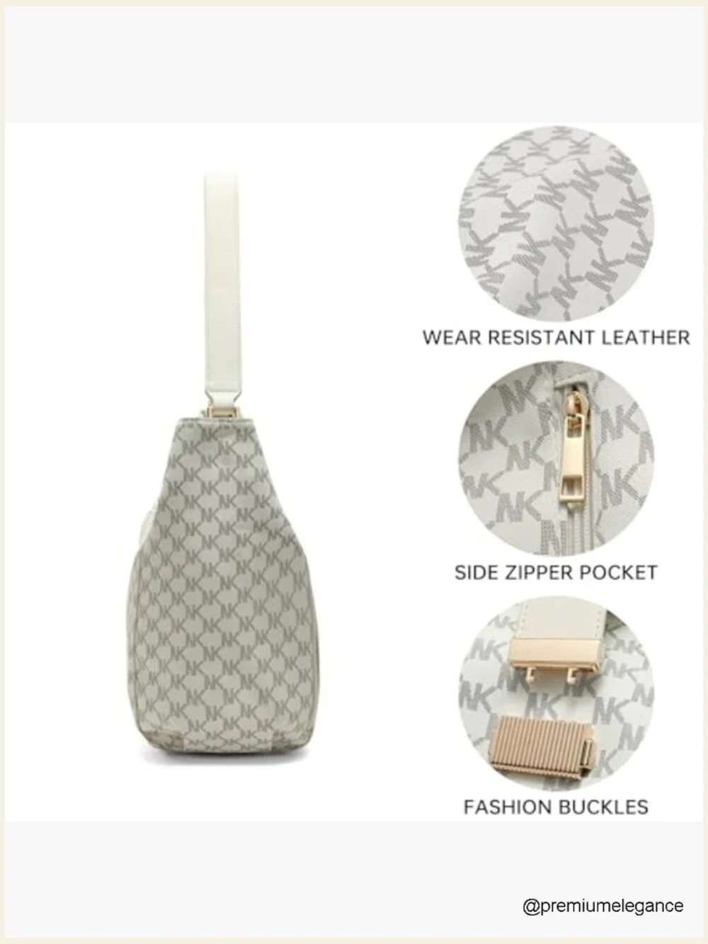 Large Logo-Print Hobo Shoulder Bag Slouchy Carryall with Zip Pockets